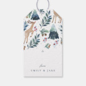 Étiquettes-cadeau Les rennes d'aquarelle en vacances dans la forêt (Dos)