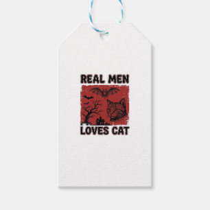 Étiquettes-cadeau Les vrais hommes aiment les chats Halloween Vintag