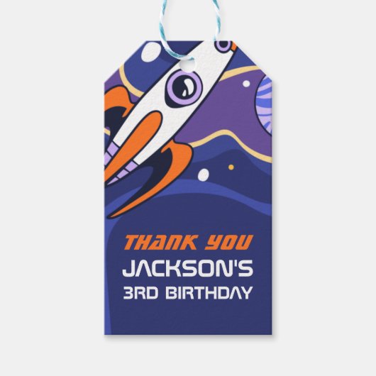 Étiquettes-cadeau L'espace extra-atmosphérique et la Fête des Annive (Devant)