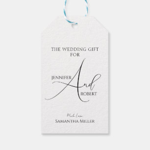 Étiquettes-cadeau L'étiquette de mariage personnalisée blanc noir ca