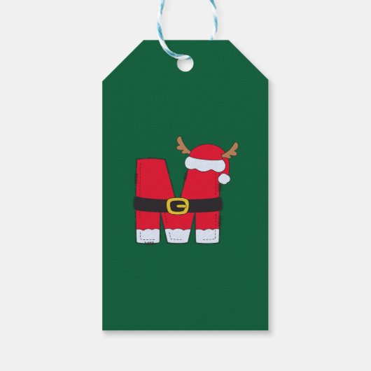 Étiquettes-cadeau Lettre alphabet monogramme M Santa Hat Noël (Dos)