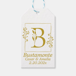 Étiquettes-cadeau LETTRE BOtanique D'Or Moderne B