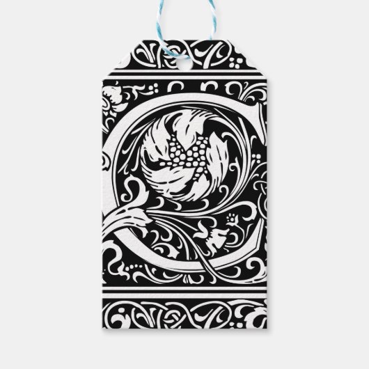 Étiquettes-cadeau Lettre C Monogramme médiéval Art Nouveau (Devant)