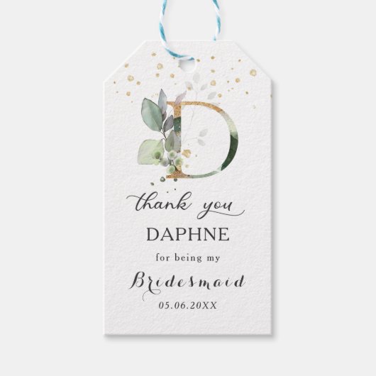 Étiquettes-cadeau LETTRE D Merci DE LA FELIOGRAPHIE DE VERRE (Devant)