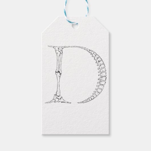 Étiquettes-cadeau Lettre D Os Initiale (Devant)