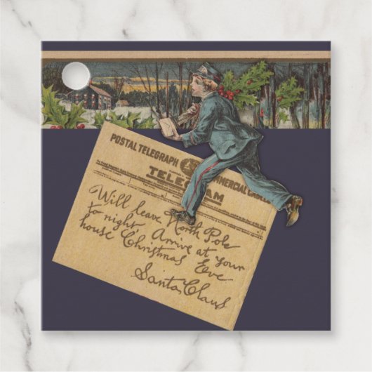 Étiquettes Cadeau Lettre de Noël Père Noël vintage (Devant)