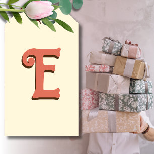 Étiquettes-cadeau LETTRE INITIALE CONTINUE 3D Crème ivoire