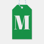 Étiquettes-cadeau LETTRE initiale couleur verte monogramme (Devant)
