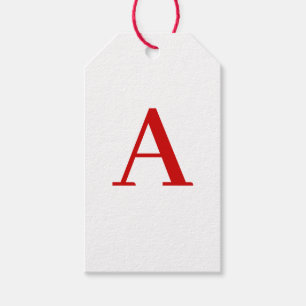 Étiquettes-cadeau Lettre initiale de monogramme rouge blanc moderne