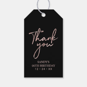 Étiquettes-cadeau Lettre moderne en or rose pour cadeau de fête Merc