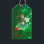 Étiquettes-cadeau Lettre postale Vintage Christmas Lady Vert<br><div class="desc">Ajoutez vos cadeaux de Noël en style avec nos étiquettes cadeaux avec Vintage Christmas Lady Lettre d'envoi Green Design</div>