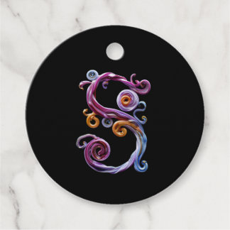 Étiquettes Cadeau Lettre S en spirale pastel
