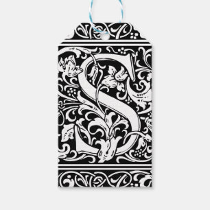 Étiquettes-cadeau Lettre S Monogramme Médiéval Art Nouveau