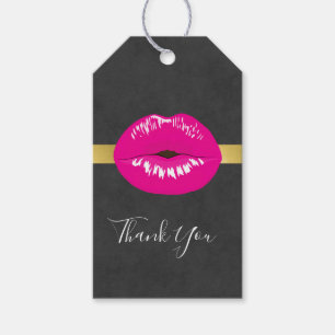 Étiquettes-cadeau Lèvres roses chaudes Merci d'illustration brillant