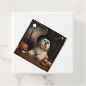 Étiquettes Cadeau Lhasa Apso Citrouille Halloween effrayant (En situation)