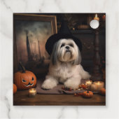 Étiquettes Cadeau Lhasa Apso Citrouille Halloween effrayant (Dos)