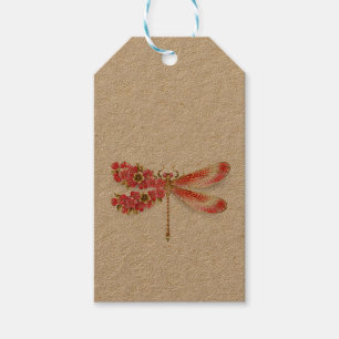 Étiquettes-cadeau libellule de fleurs avec sakura de bijoux