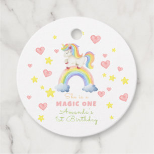 Étiquettes Cadeau Licorne Arc-en-Ciel Magie Un Premier Anniversaire