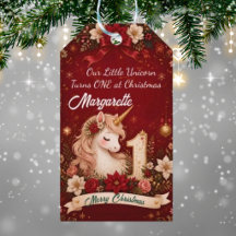 Licorne Rouge Florale 1er Anniversaire Noël