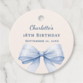 Étiquettes Cadeau Light blue bow ivory DIY write by hand birthday (Devant)