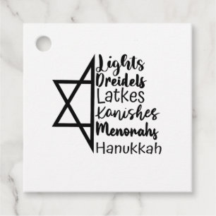 Étiquettes Cadeau Light Dreidel Latke Kanish Menorah Hanoukka