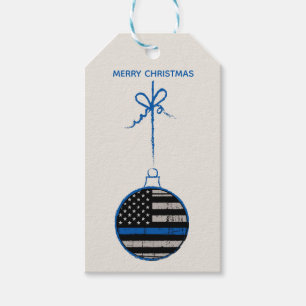 Étiquettes-cadeau Ligne Bleue Mince - Police Noël Application de la