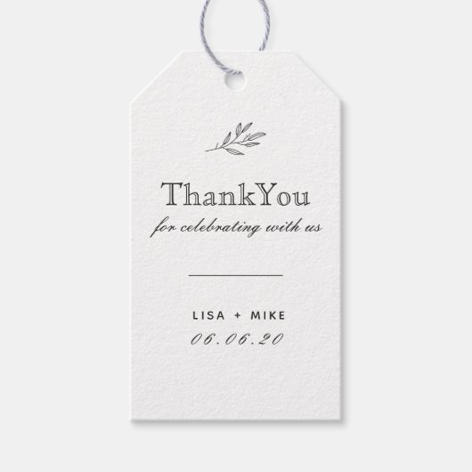 Étiquettes-cadeau Ligne Botanique Moderne Mariage Art Favoriser Merc (Devant)