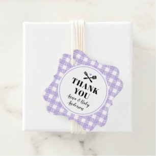 Étiquettes Cadeau Lilac En vichy Plaid Baby Q Merci douche