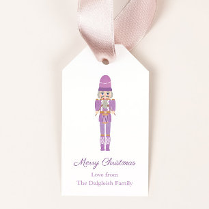 Étiquettes-cadeau Lilac Nutcracker Ballet Soldat en bois Noël