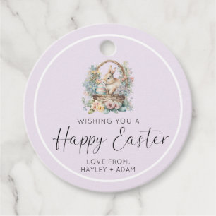 Étiquettes Cadeau Lilac Purple Joyeux Lapin de Pâques