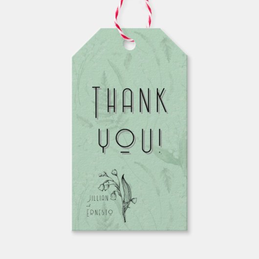 Étiquettes-cadeau Lily de Valley || Merci vert doux avec/ graphiques (Devant)
