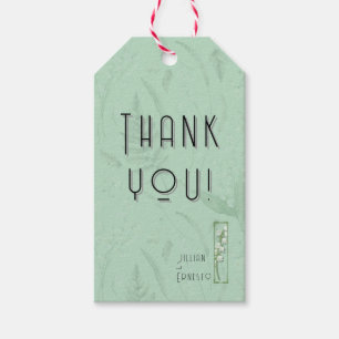 Étiquettes-cadeau Lily de Valley Merci vert doux avec/ graphiques