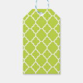 Étiquettes-cadeau Lime Green Quatrefoil Motif marocain (Devant)