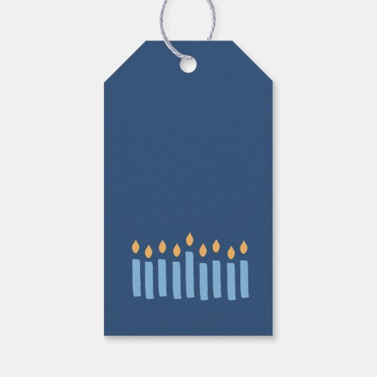 Étiquettes-cadeau Limite Simple Bleu Jaune Bougies Joyeuses Hanoukka (Dos)