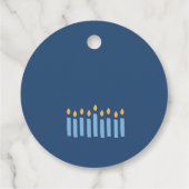 Étiquettes Cadeau Limite Simple Bleu Jaune Bougies Joyeuses Hanoukka (Dos)
