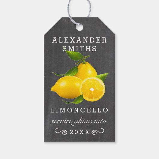 Étiquettes-cadeau Limoncello Bouteille Hang Tag Chalkboard Look | (Devant)