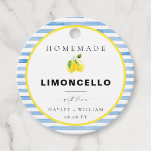 Étiquettes Cadeau Limoncello de bande d'aquarelle bleue