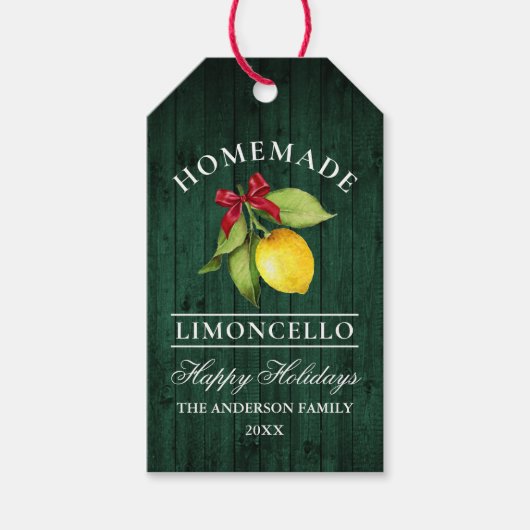 Étiquettes-cadeau Limoncello Green Wood Print Holiday (Devant)