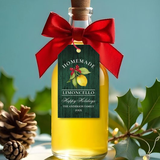 Étiquettes-cadeau Limoncello Green Wood Print Holiday