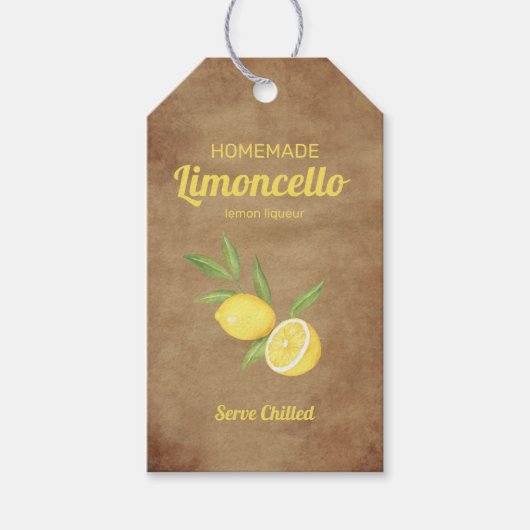 Étiquettes-cadeau Limoncello Lemon Liqueur rustique fait maison (Devant)