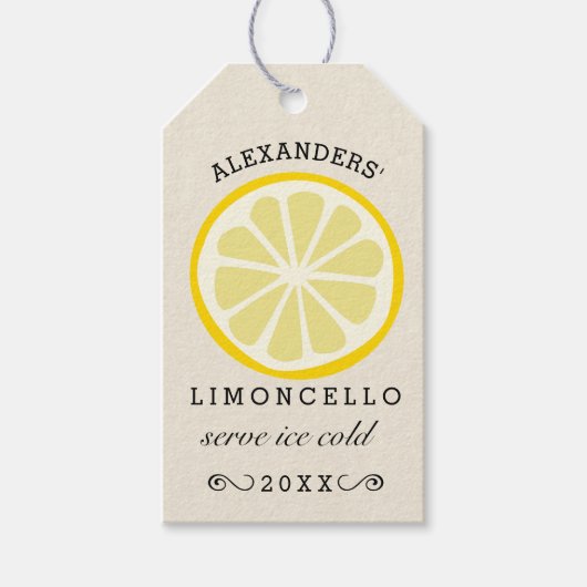 Étiquettes-cadeau Limoncello Lemon Slice fait maison (Devant)