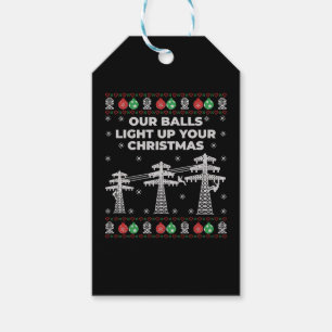 Étiquettes-cadeau Lineman Noël Nos balles s'allument