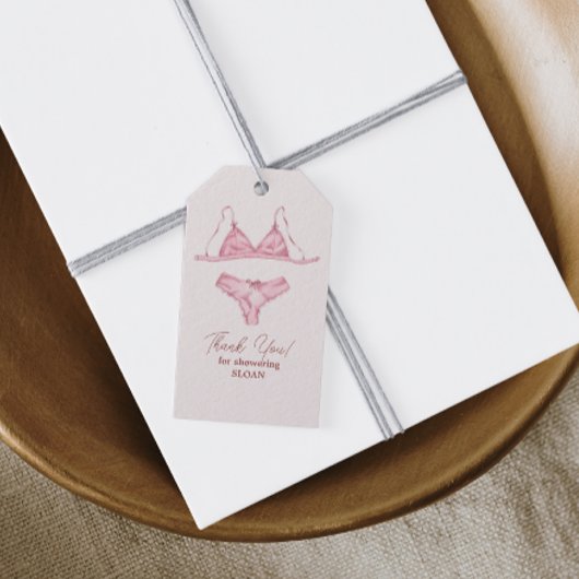 Étiquettes-cadeau Lingerie Rose Mariage