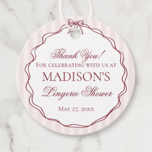 Étiquettes Cadeau Lingerie Rouge Bourgogne Douche Enterrement de Vie