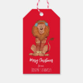 Étiquettes-cadeau Lion de Noël mignon (Devant)