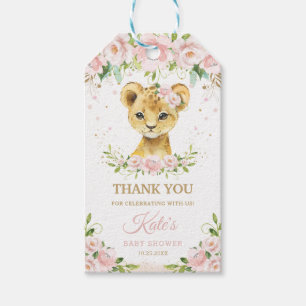 Étiquettes-cadeau Lion Jungle Animaux Blush Floral Girl Baby shower