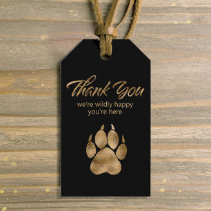 Étiquettes-cadeau Lion Pawprint Merci Black Gold ID1148