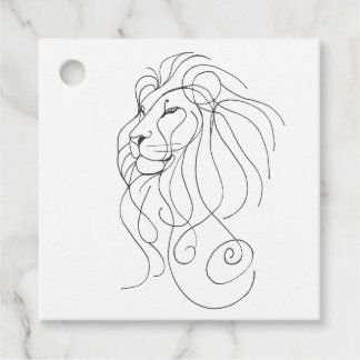Étiquettes Cadeau Lion tiré à la main - Art minimaliste de ligne