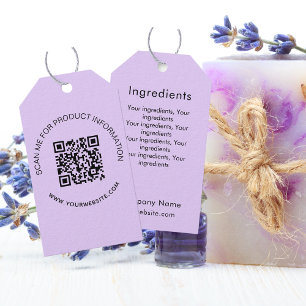 Étiquettes-cadeau Liste des ingrédients du produit QR violet entrepr