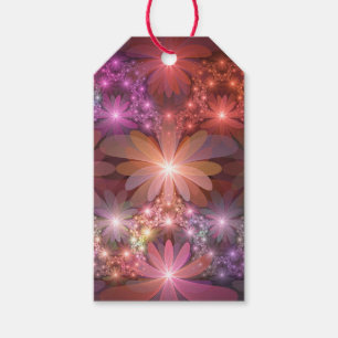 Étiquettes-cadeau Lit De Fleurs Coloré brillant Abstrait Fractage Ar